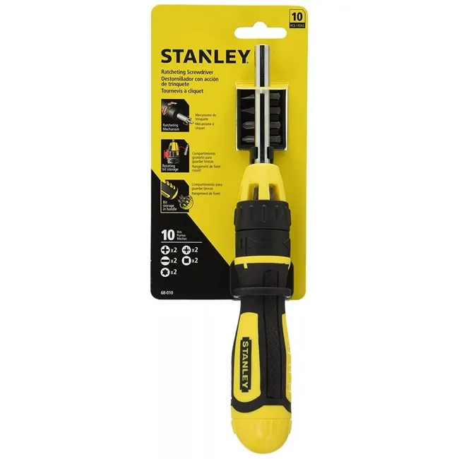 Stanley 0-68-010 Dynagrıp 10 Uçlu Cırcırlı Tornavida