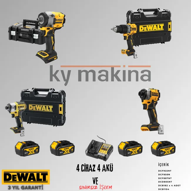 DEWALT 4'LÜ SET DCF922 + DF887+ DCF850 + DCD805 + 4 ADET 4 AMPER AKÜ + SARJ ALETİ