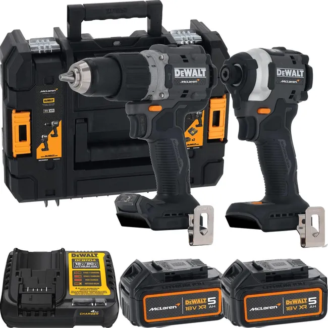 Dewalt Mclaren DCK200MP2T Kömürsüz 18V 5 Ah 2 Li Akülülü Matkap Set