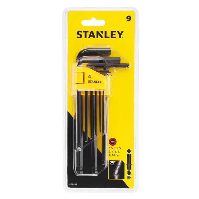 STANLEY 0-69-256 Uzun Yuvarlak Başlı Allen Anahtar Takımı (9 Parça)